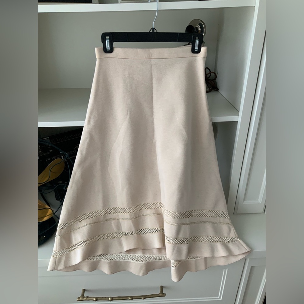 DOROTHEE SCHUMACHER Knit Midi Lace Ivory Full A Line Skirt Women’s SZ 26” USA 2